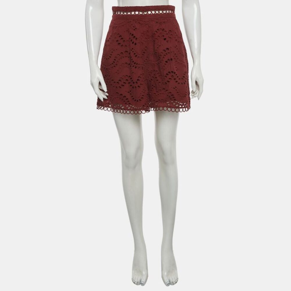 Zimmermann Burgundy Broderie Anglaise Shorts M - Picture 3 of 7